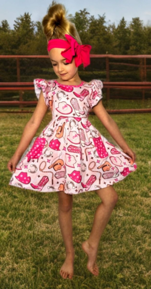 Electric Pink Cowgirl Dress for Girls image 0