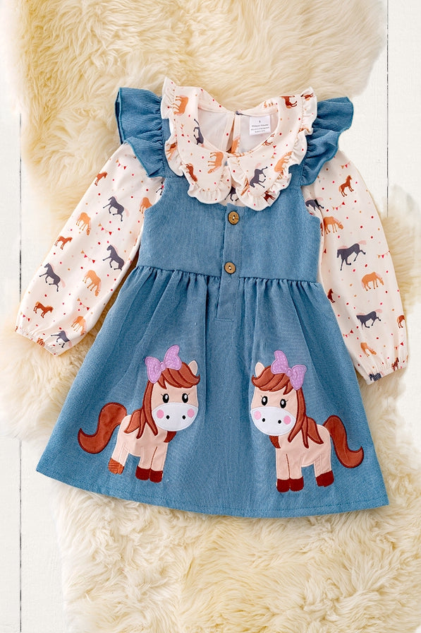 Pony Parade Denim Overall Dress image 0