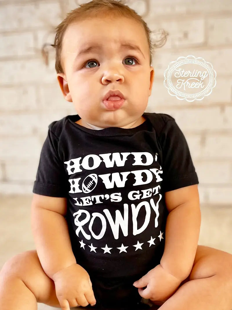 Howdy Howdy Touchdown Baby Onesie - Black & White Bliss image 0