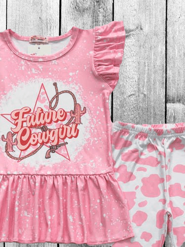 Future Cowgirl Pink Ruffle Outfit – 2-Piece Set image 3