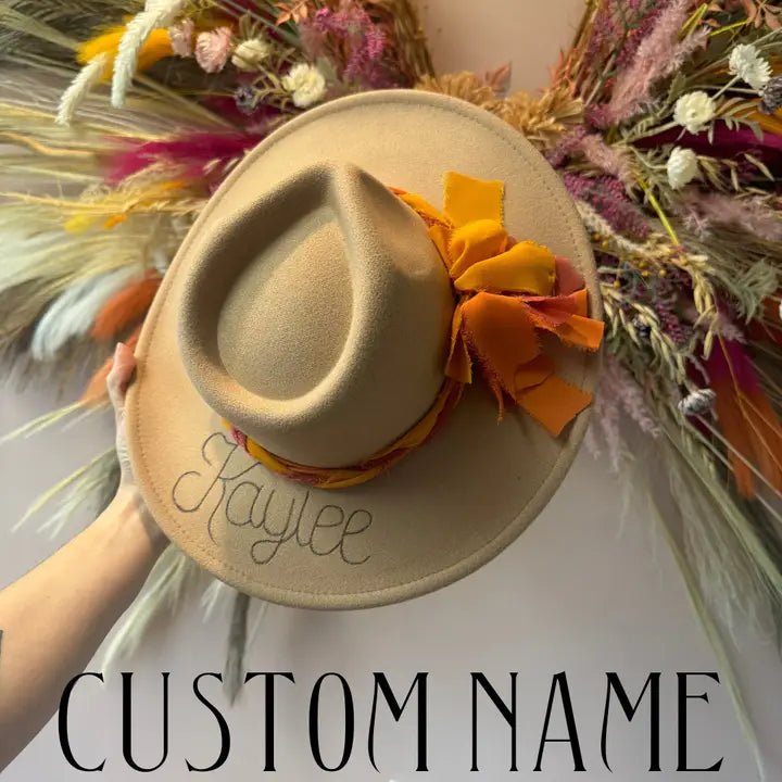 Kids Custom Burned Name Suede Fedora Cowgirl/Cowboy Hat image 1