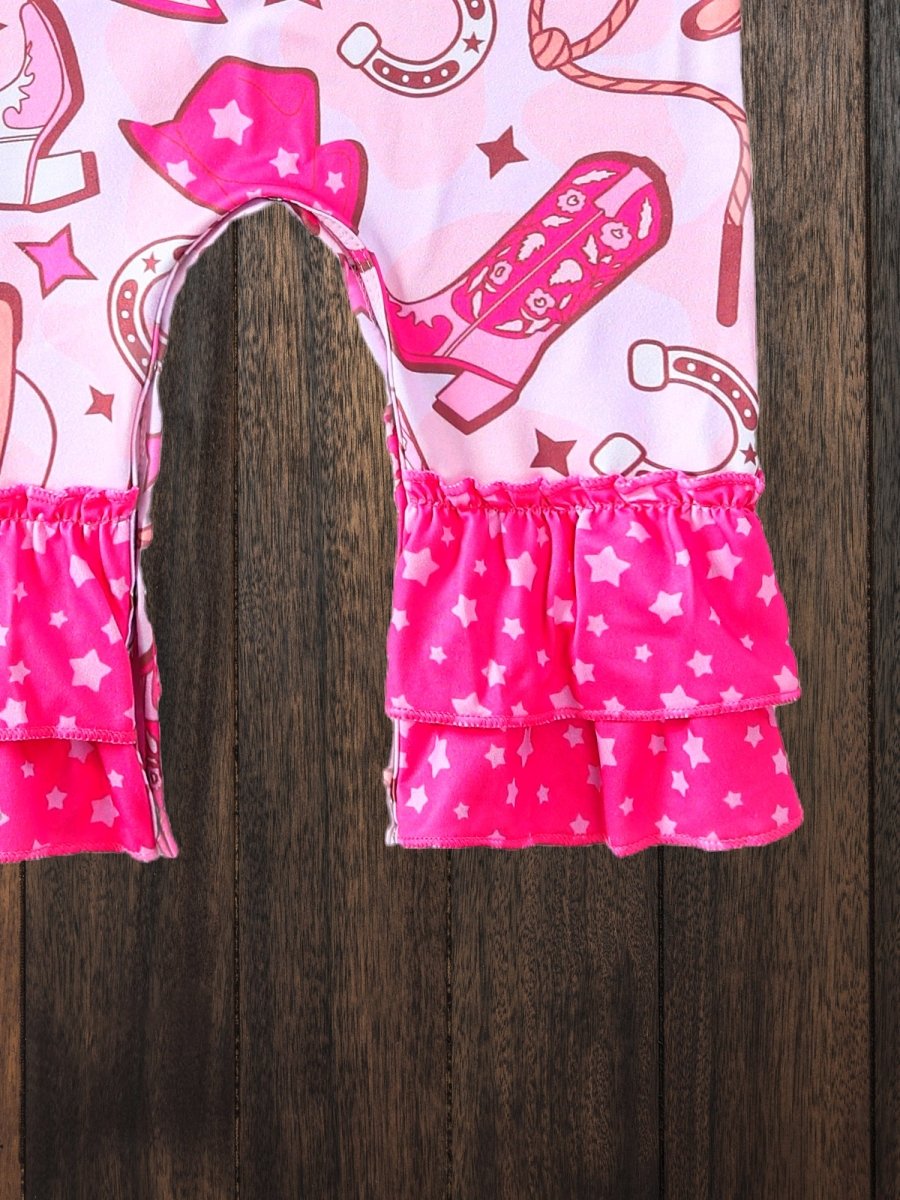 Electric Pink Cowgirl Baby Romper image 6