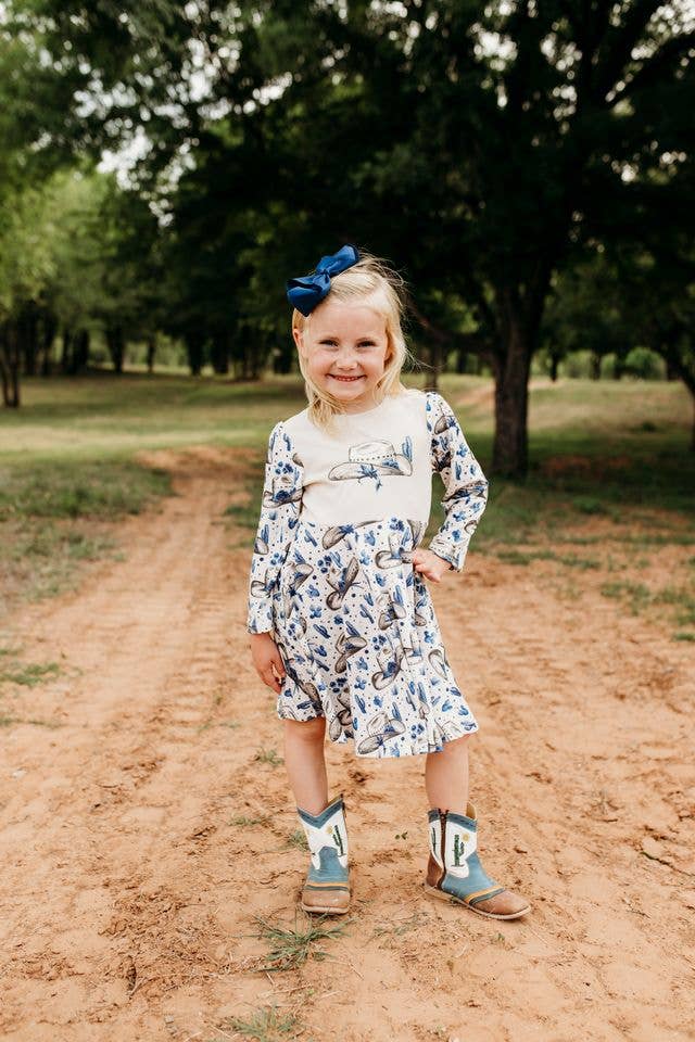 Rancher Cowgirl Graphic Long Sleeve Dress - Baby, Toddler, & Kids
