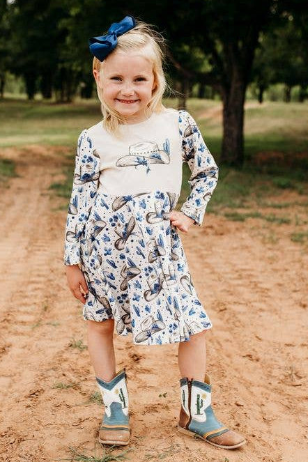 Rancher Cowgirl Graphic Long Sleeve Dress - Baby, Toddler, & Kids