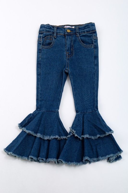 Double Trouble Girls' Denim Bell Bottom Jeans – Western Flare Pants