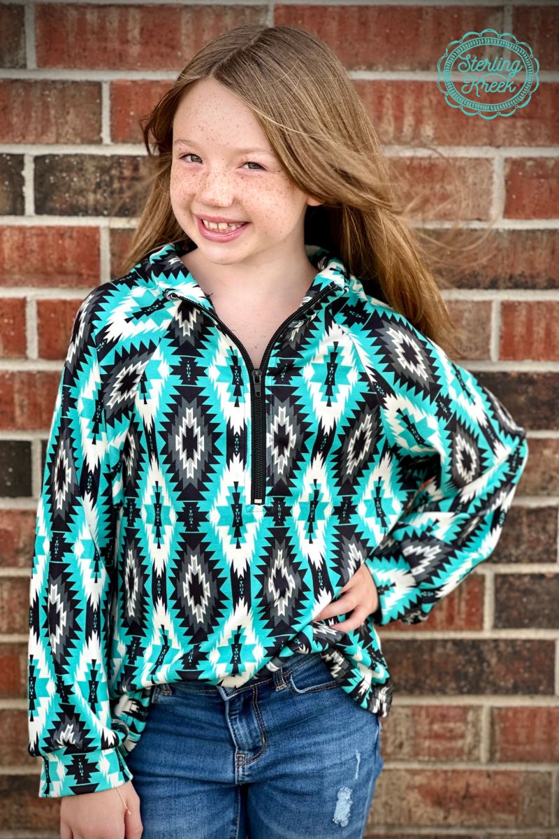 Turquoise Peaks Mini Aztec Everest Pullover for Little Explorers image 1