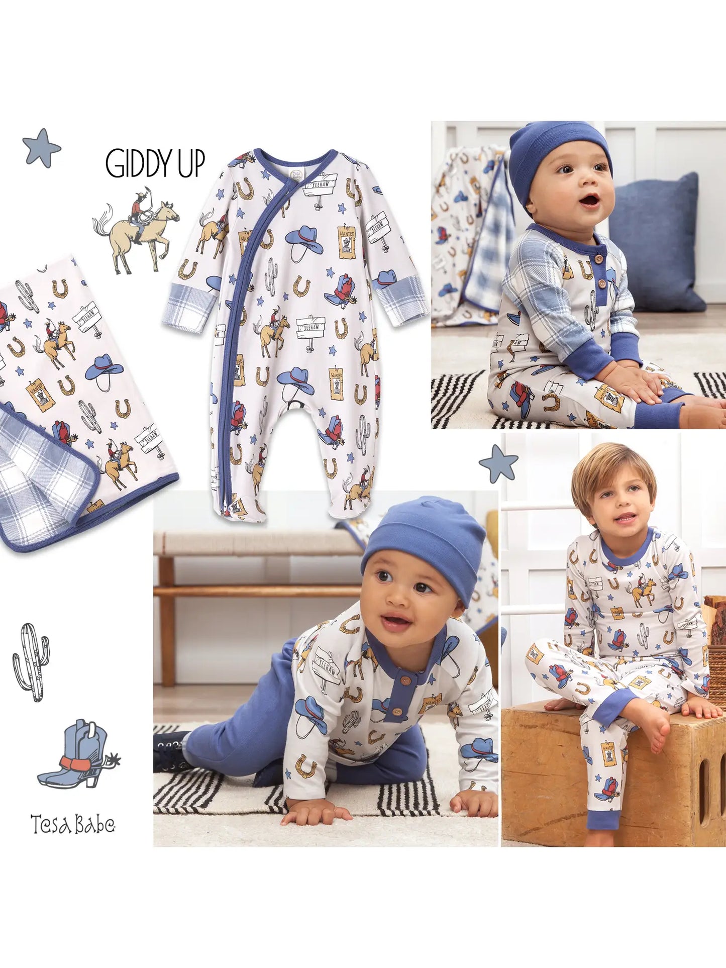 Baby Boy's Giddyup Cowboy Western Bamboo Pajama Set image 3