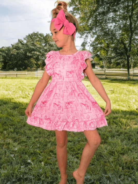 Pink Western Dress for Girls image 0