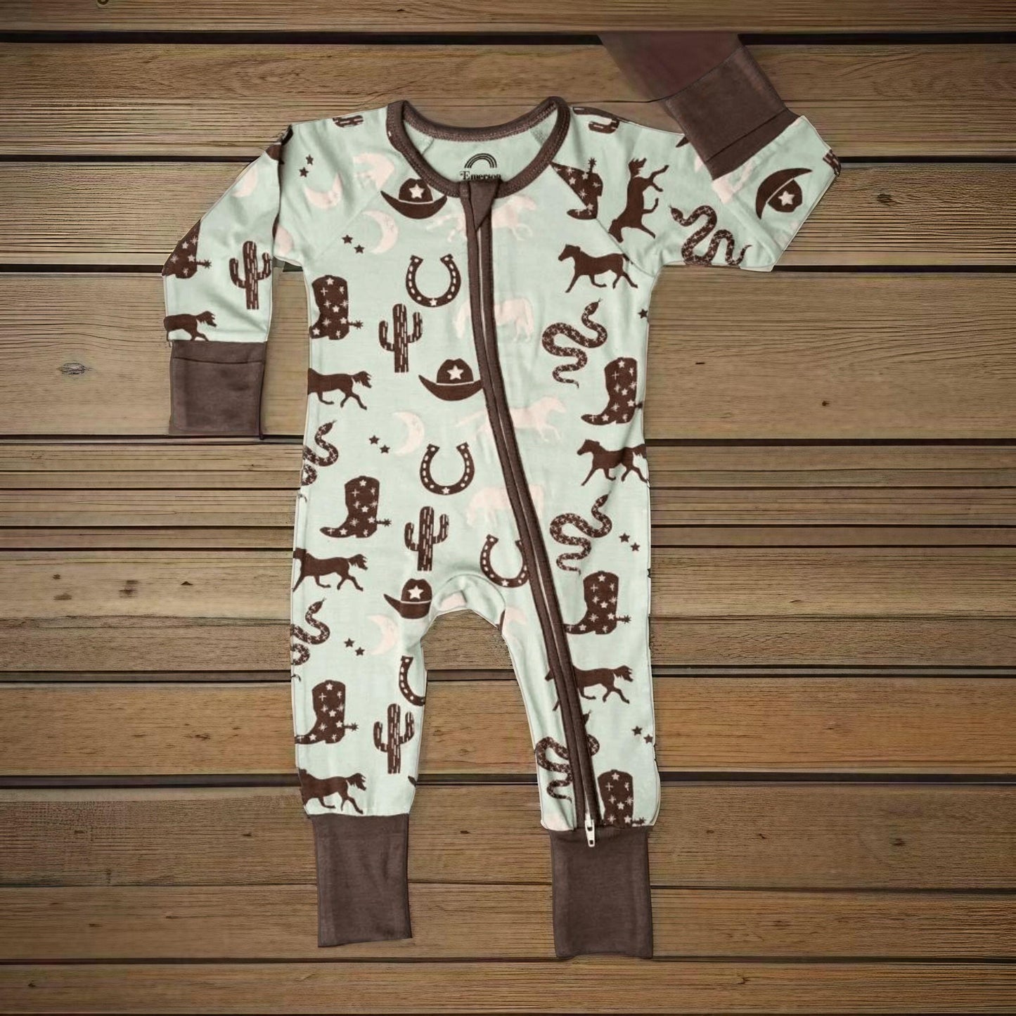 Giddyup Western Bamboo Baby Romper: Western-Styled Comfort for Little Wranglers image 0