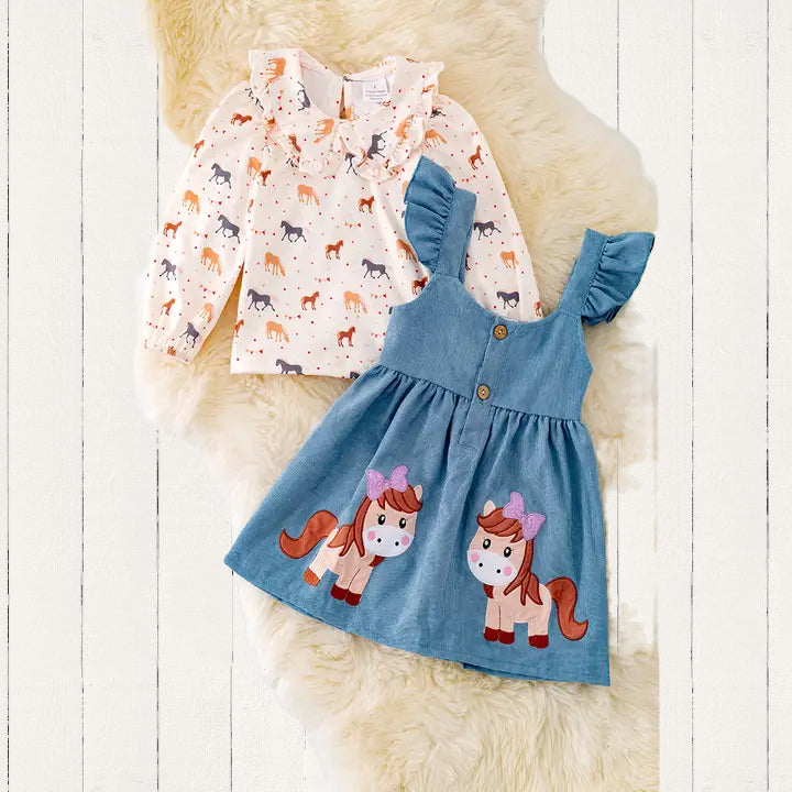 Pony Parade Denim Overall Dress image 1