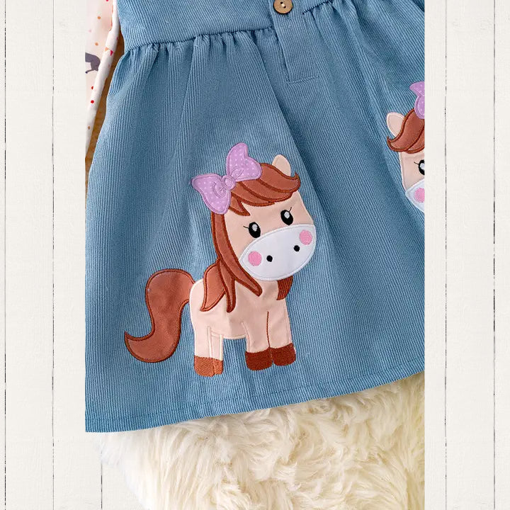 Pony Parade Denim Overall Dress image 2