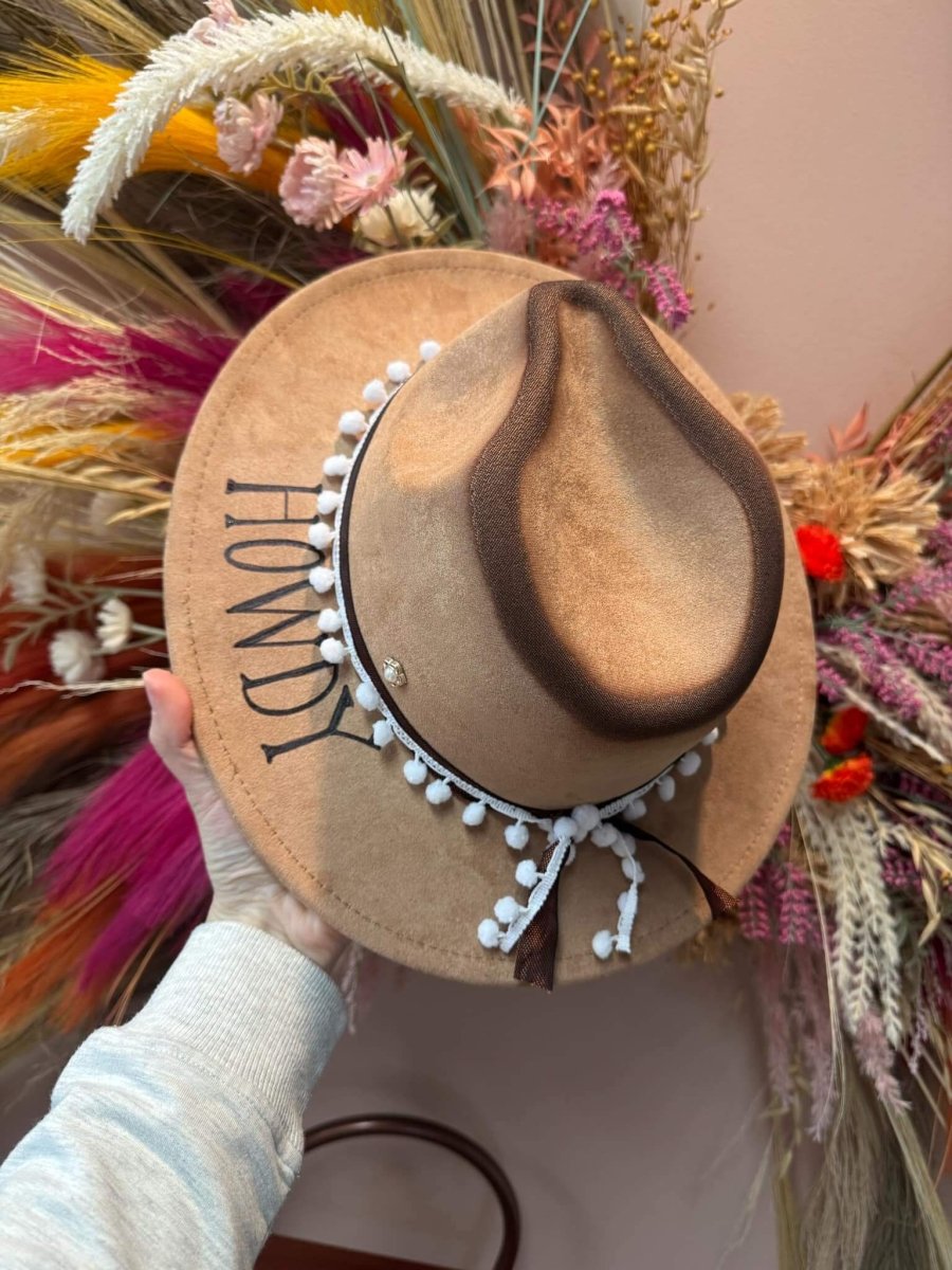 Kids Custom Burned Name Suede Fedora Cowgirl/Cowboy Hat image 2