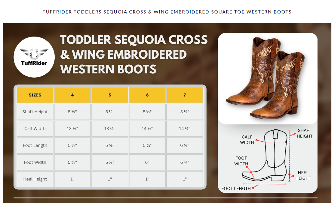 Tuffrider Sequoia Cross & Wing Embroidered Square Toe Western Boots image 8