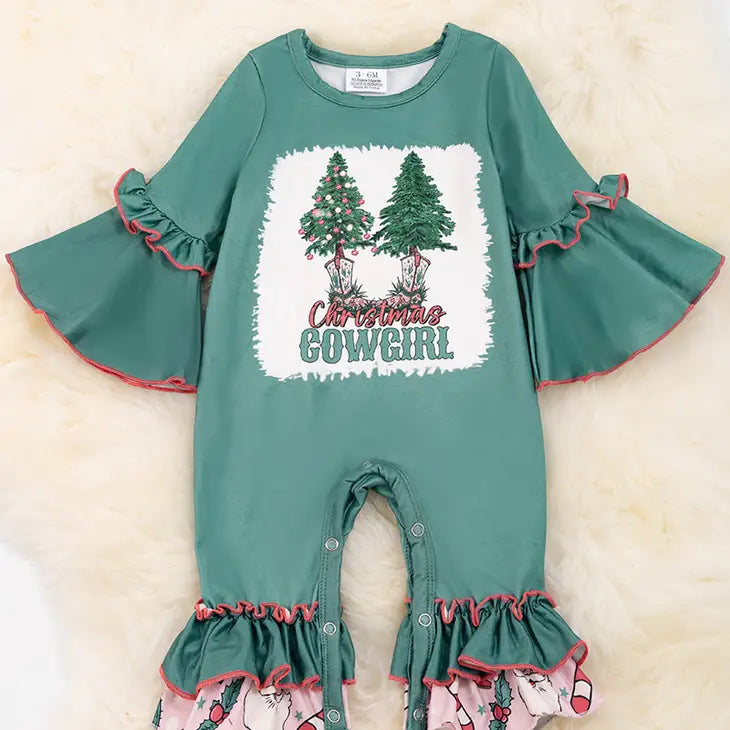 Western Wonderland Baby Romper - Two-Steppin' Christmas Trees in Every Boot! image 1