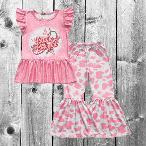 Future Cowgirl Pink Ruffle Outfit – 2-Piece Set image 2