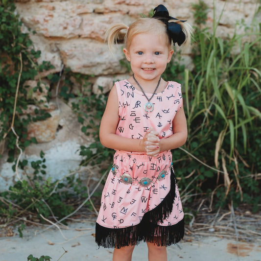 "Branding Iron" Pink Sleeveless Onesie & Shirt image 0