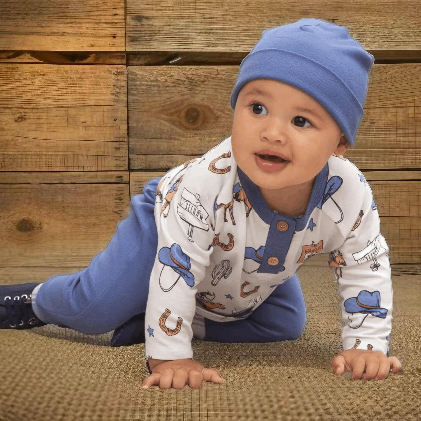 Baby Boy's Giddyup Cowboy Western Bamboo Pajama Set image 0