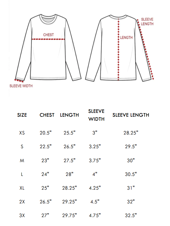 Mommy & Me Collection - Badlands Beauty Pullover size chart