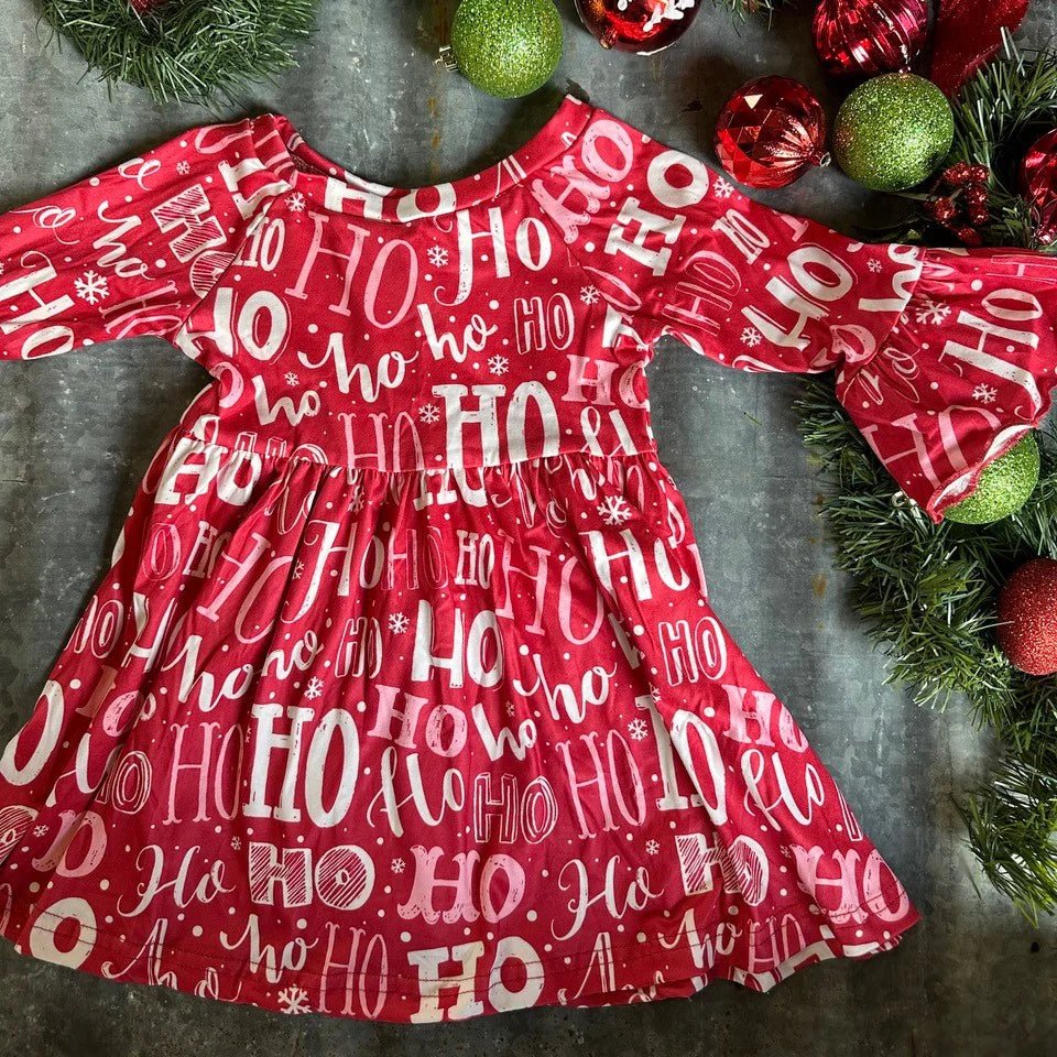 Santa's HoHo Holiday Bell Sleeve Dress image 0