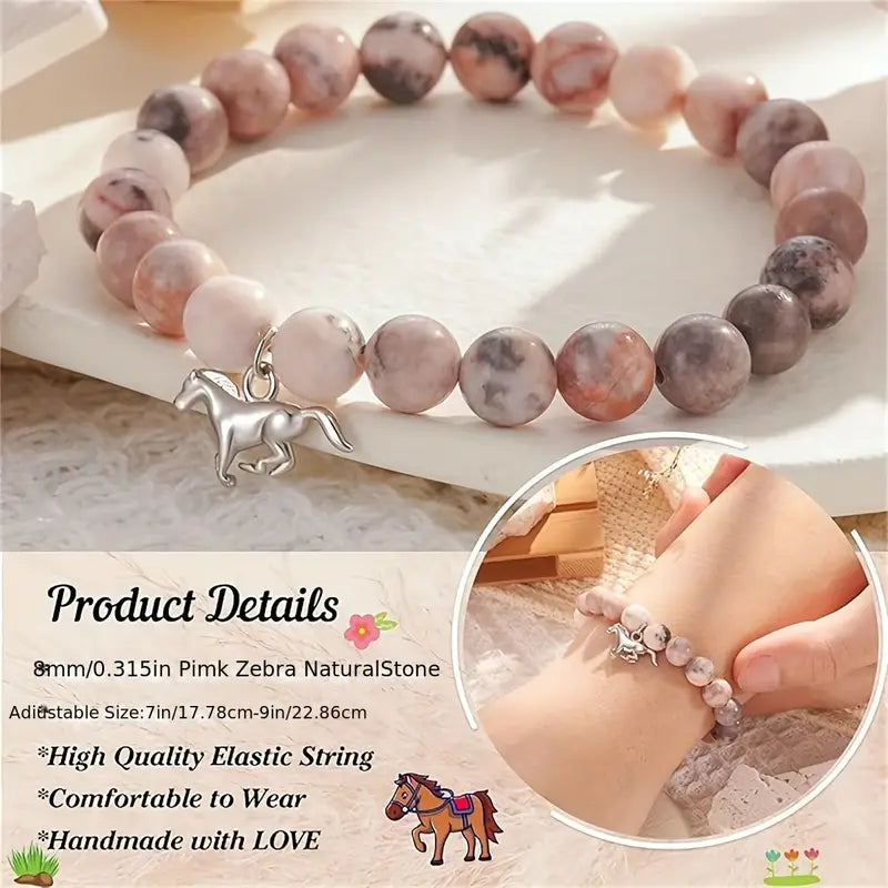 Horse Girl's Inspirational Charm Beads Bracelet image 2