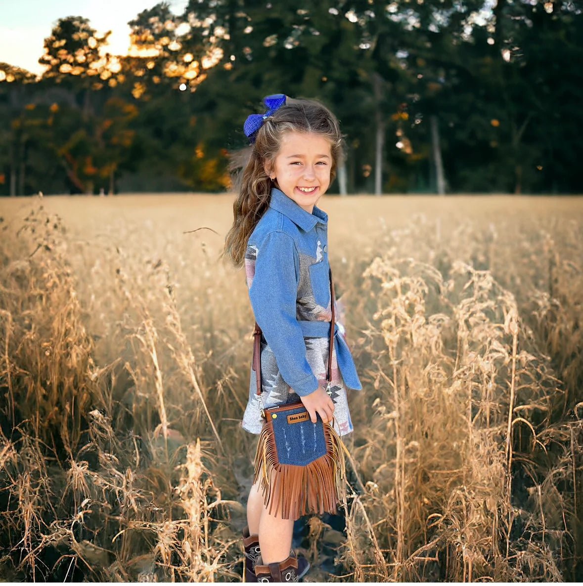 Trail Blazer's Denim Fringe Saddle Bag/Purse image 3