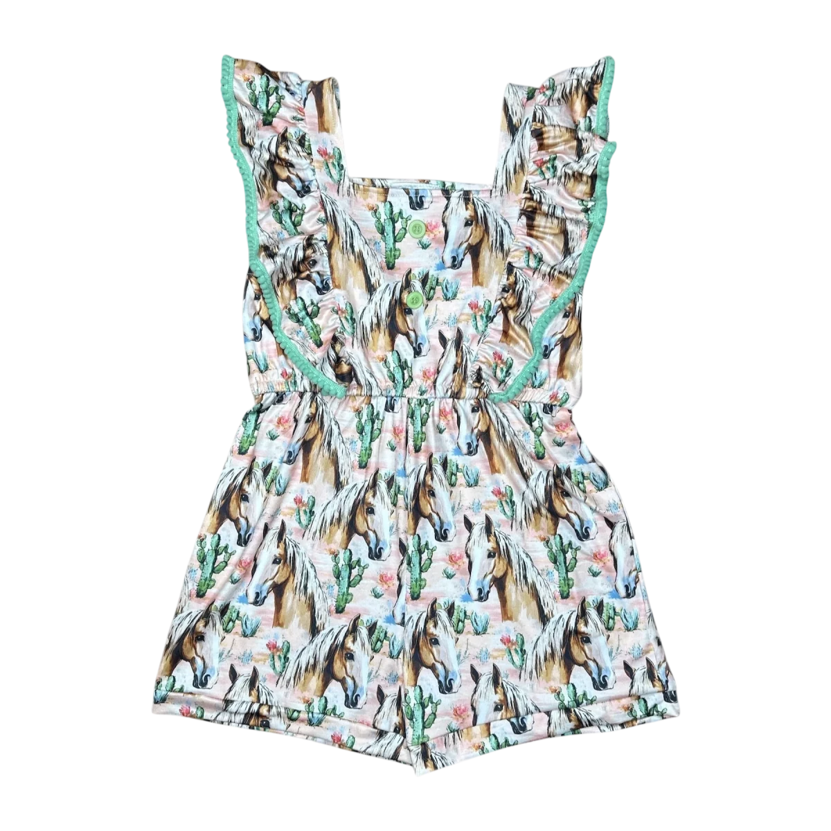 Desert Dasher Horse Romper – Baby & Girls Western Romper, Sizes 6M– Size 7