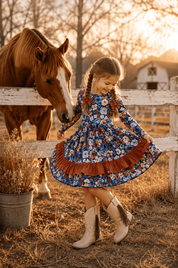 Blooming Cowgirl Ruffle Dress – Floral Western Style for Girls 11-12Y