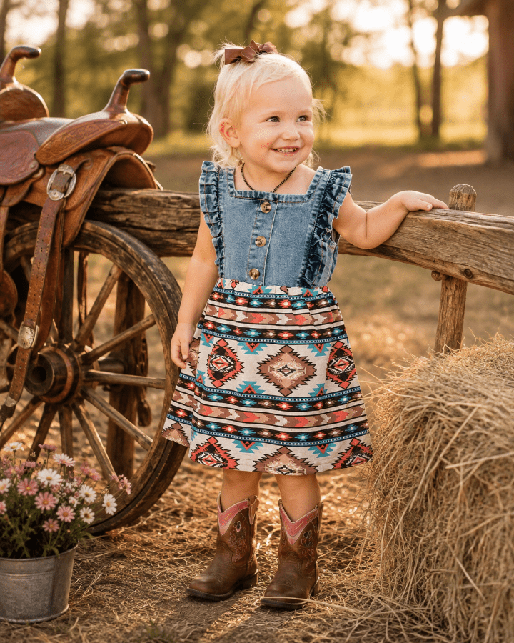 Denim & Aztec Dress Kid (6-7) 6