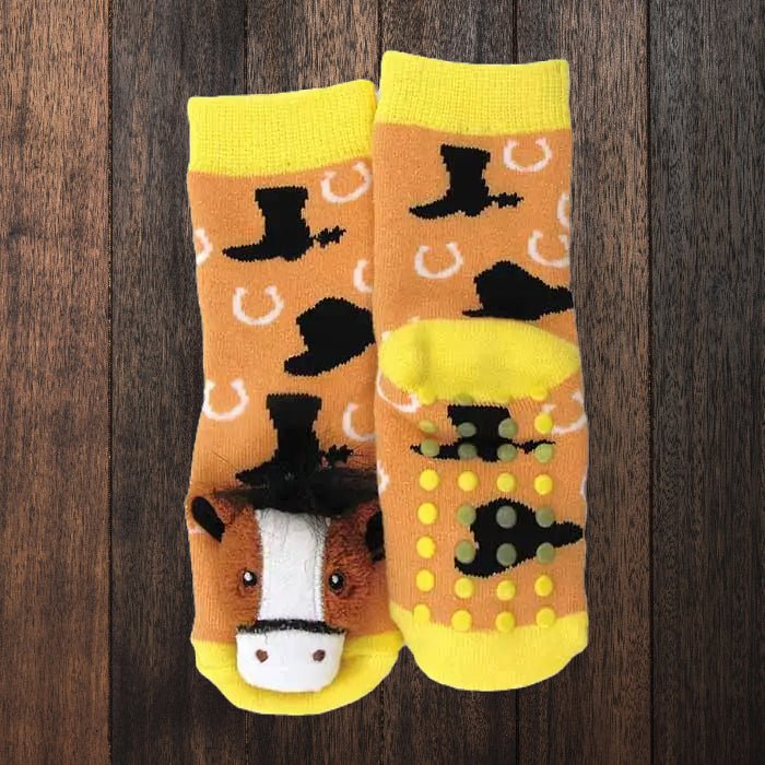 Little Wrangler Horsehead Grip Socks image 0