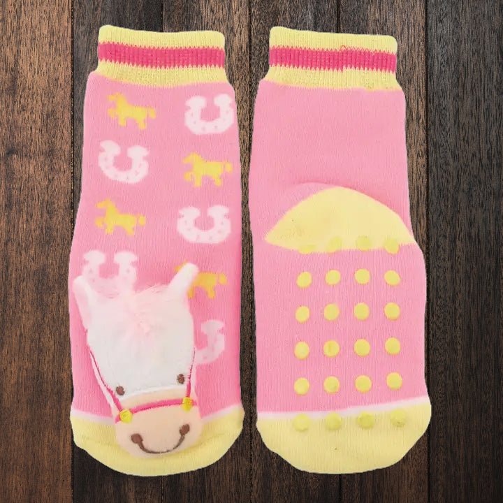 Little Wrangler Horsehead Grip Socks image 1