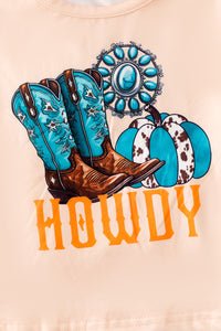 Howdy Western Kids Set – Ivory Long Sleeve Top & Layered Rustic Pants