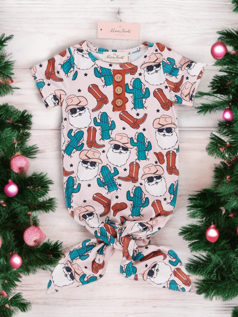Baby Bronze & Green Cowboy Santa Knot Gown