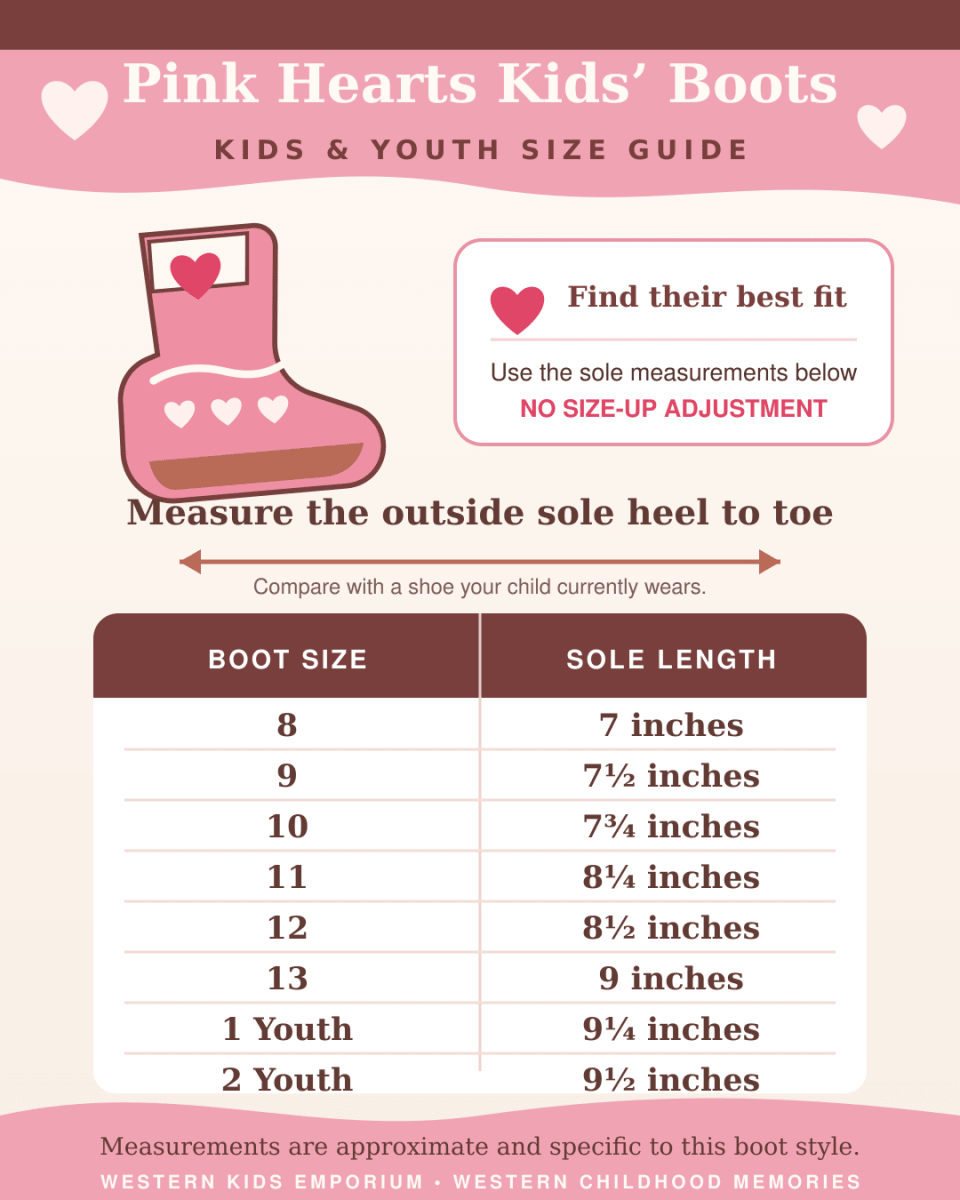 Pink Hearts Cowgirl Boots for Kids
