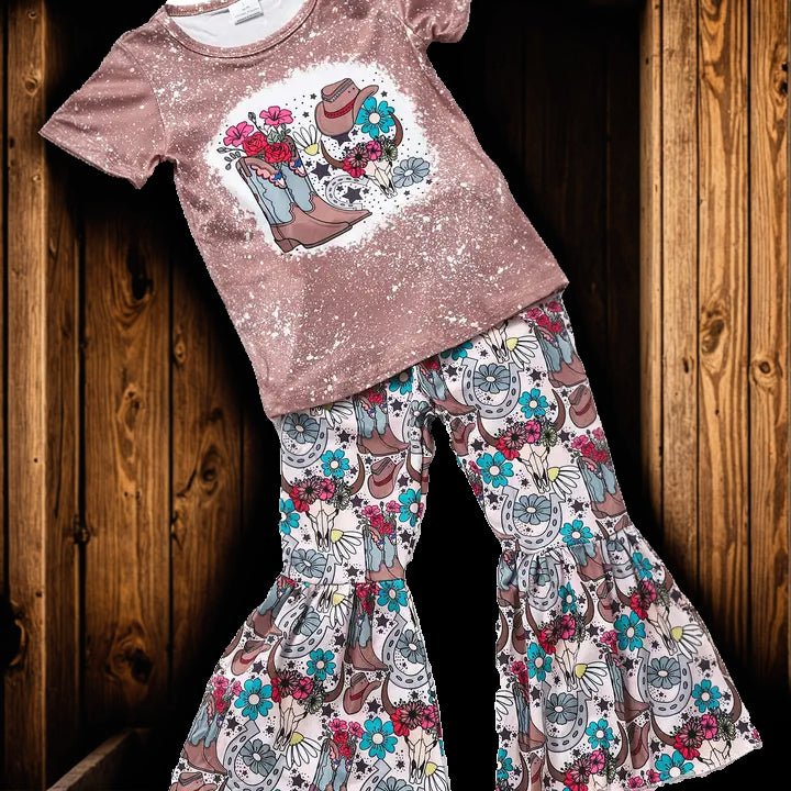 "Blossom & Boots" Western Bell Pant Set image 0