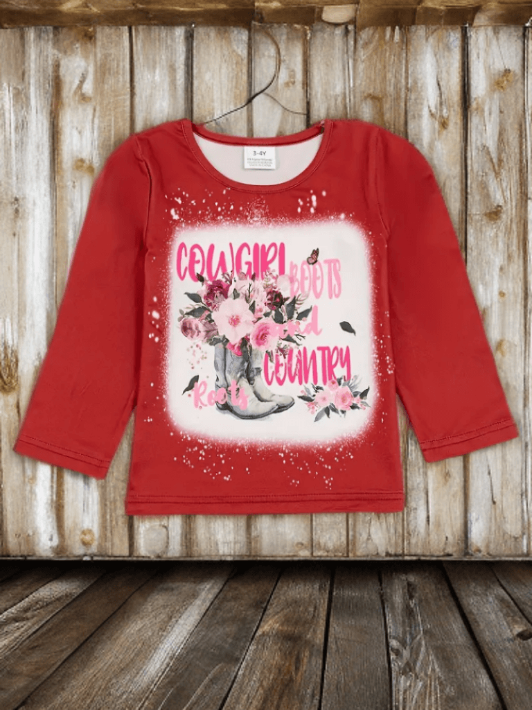 Boots & Blooms: Girls’ Stretchy Western Tee for Everyday Cowgirl Adventures! image 0