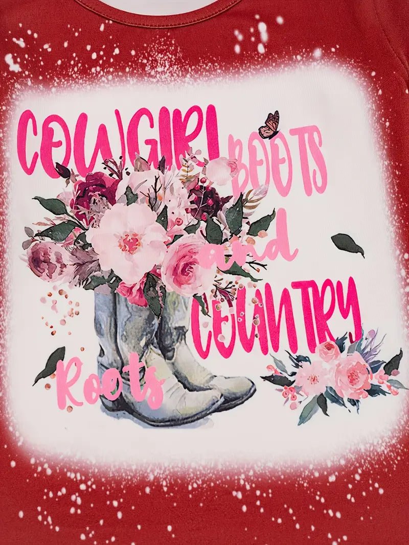 Boots & Blooms: Girls’ Stretchy Western Tee for Everyday Cowgirl Adventures! image 1
