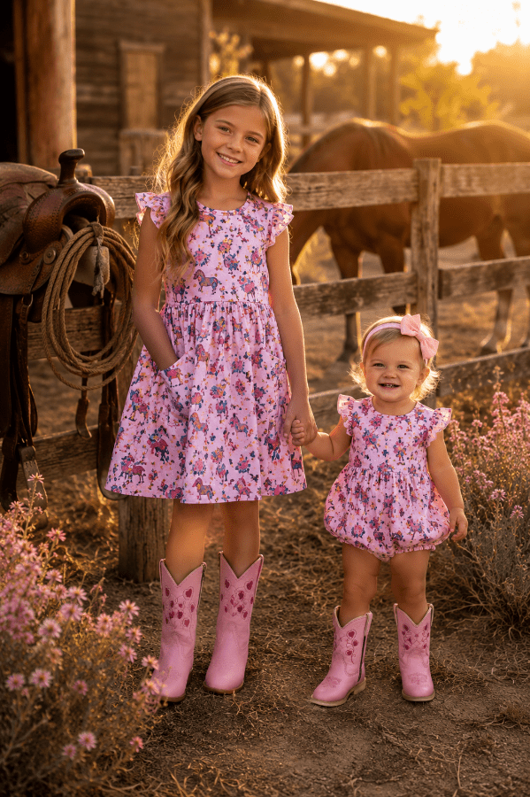 matching sister dresses Big Little Sister this dress is as charming as it is comfortable Rosy Rider & Pony Matching