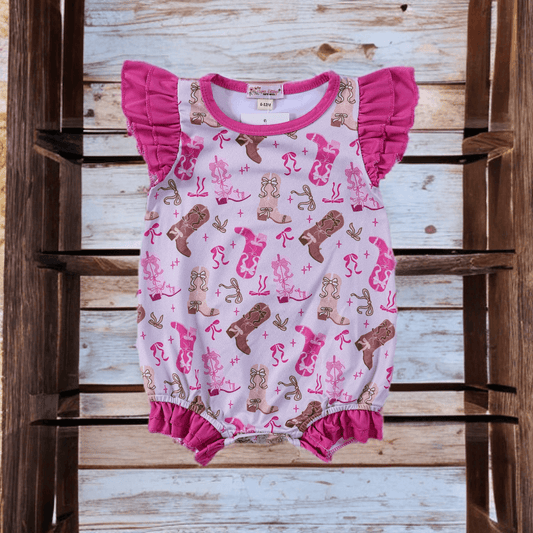 Boots & Bows Baby Romper image 0