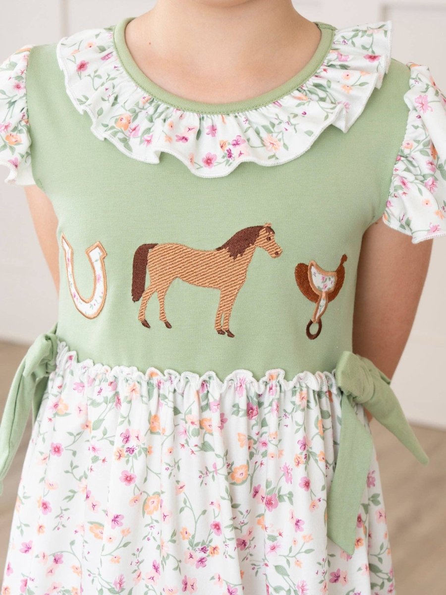 Ranch Friends Floral Ruffle Hores Dress