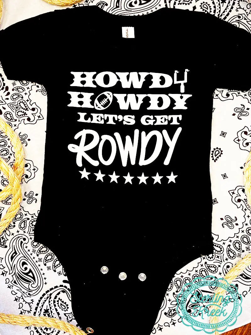 Howdy Howdy Touchdown Baby Onesie - Black & White Bliss image 1