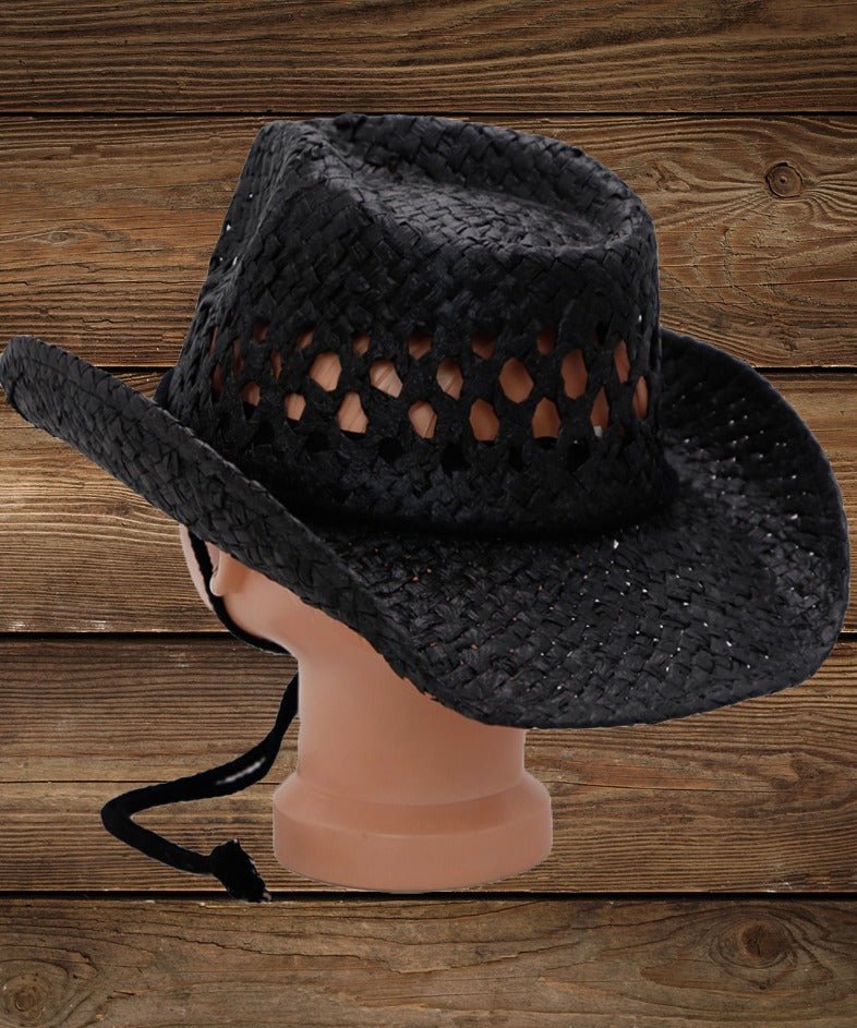 Display of black cowboy hat for children
