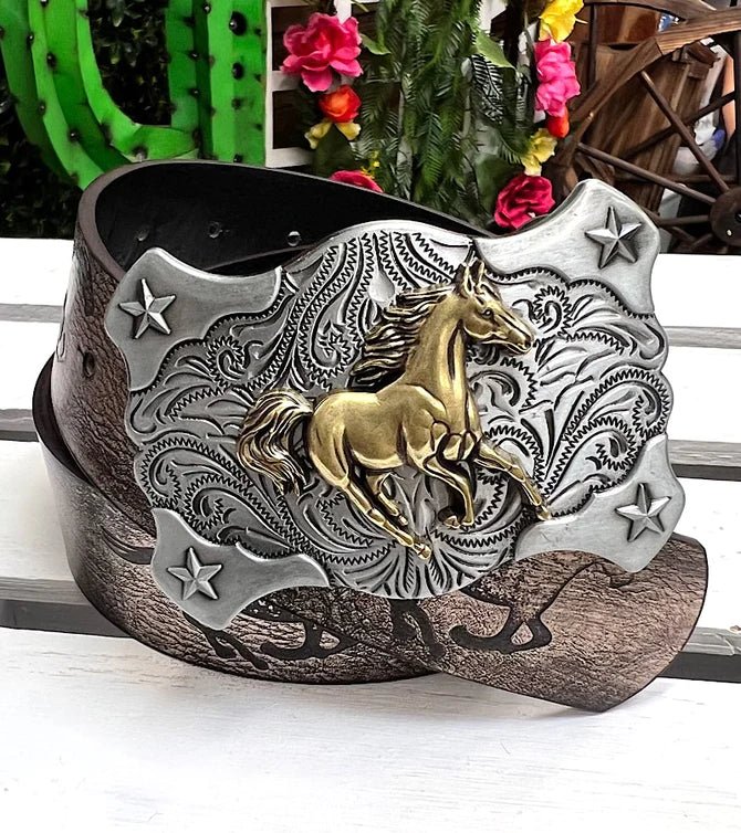 Gold Dust Rodeo: Lil' Wrangler's Versatile Horse Rider Belt image 0