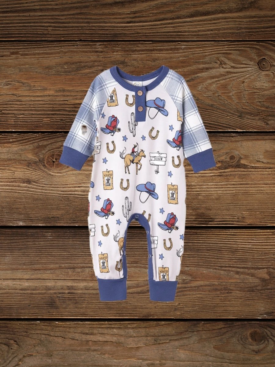 Baby Boy's Giddyup Cowboy Western Bamboo Romper image 1
