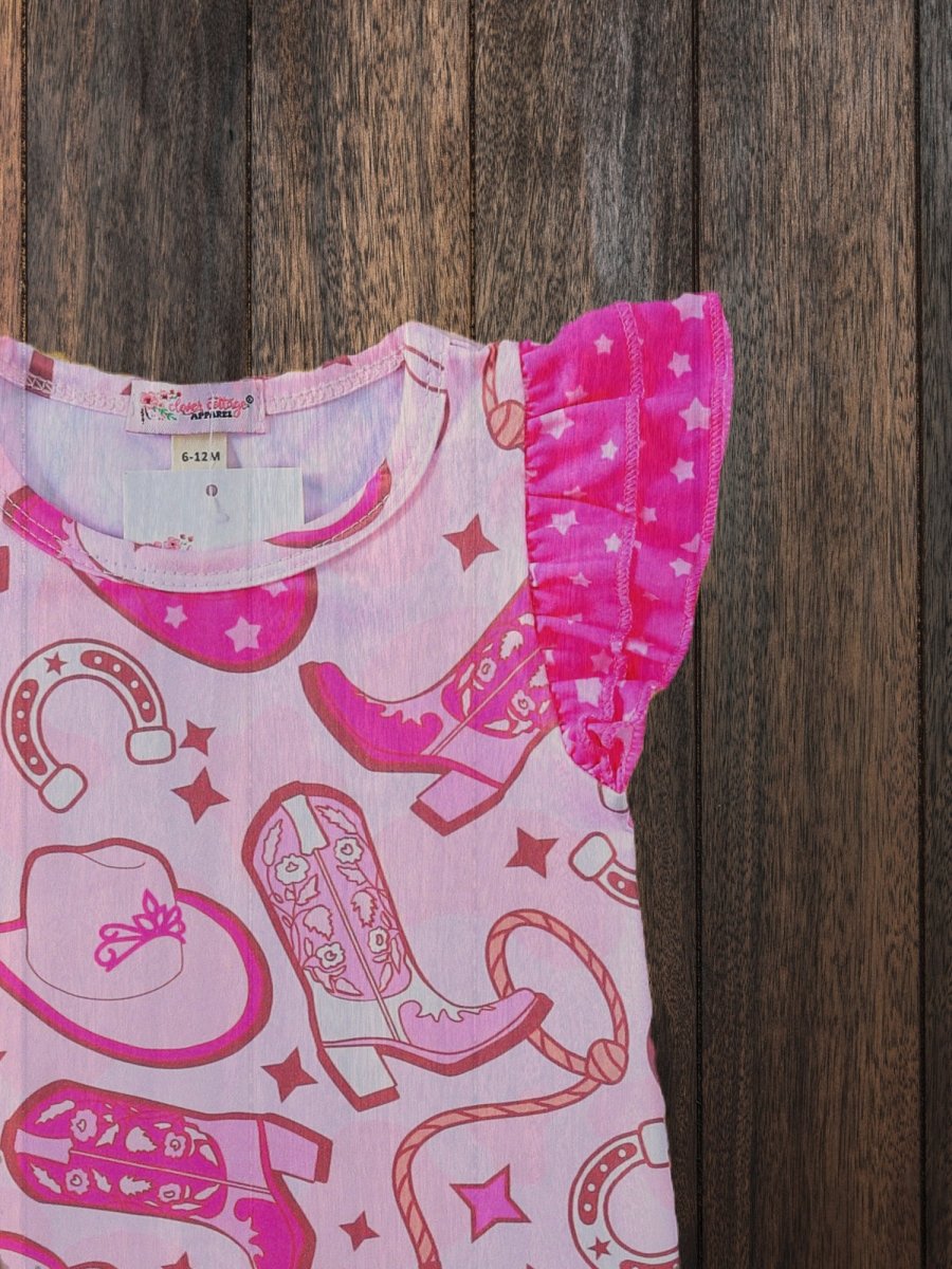 Electric Pink Cowgirl Baby Romper image 2