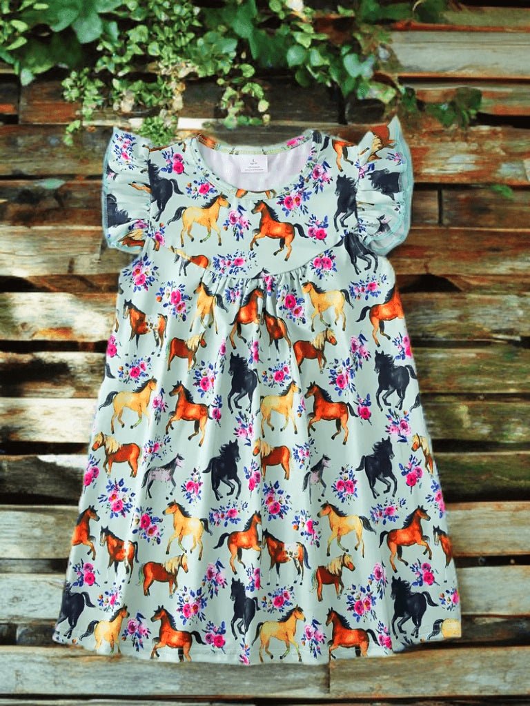 "Pretty in Ponies" Flutter Trim Sleeveless Dress image 1