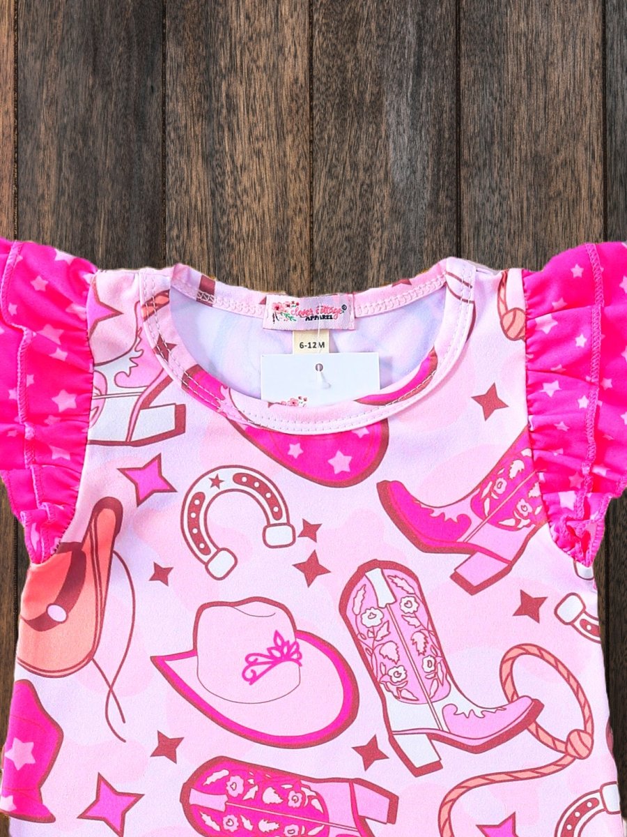 Electric Pink Cowgirl Baby Romper image 3