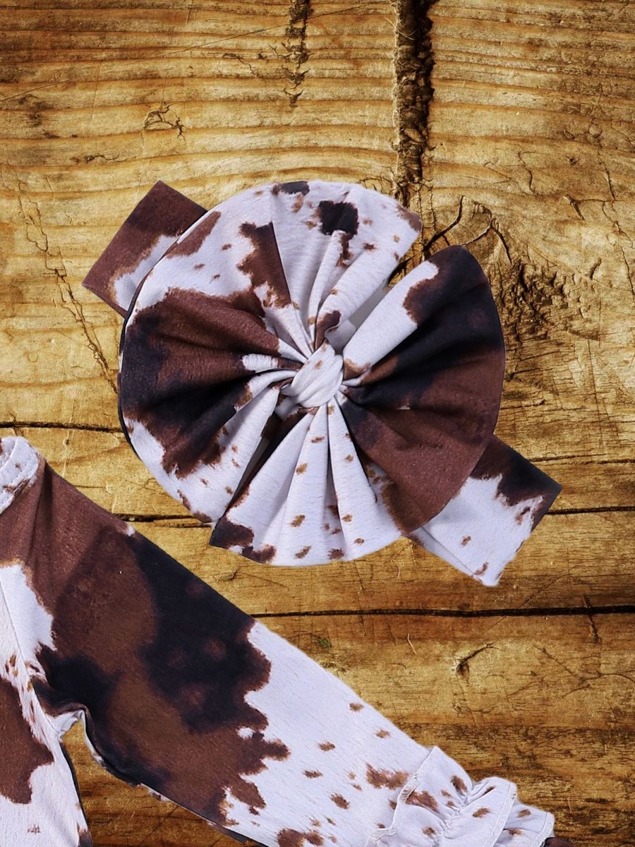 Cowhide Baby Gown & Matching Headband Set image 4