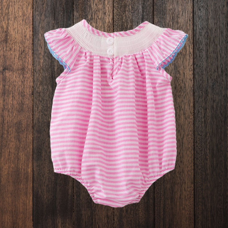 Adorable Gingham Smocked Romper with Snap Bottom image 2
