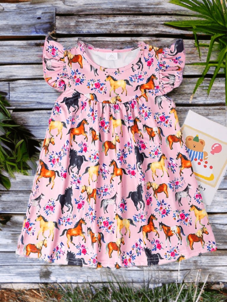 "Pretty in Ponies" Flutter Trim Sleeveless Dress image 0