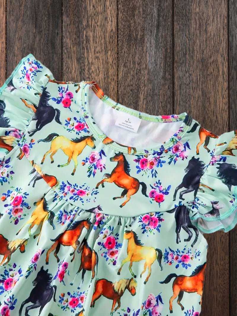 "Pretty in Ponies" Flutter Trim Sleeveless Dress image 4